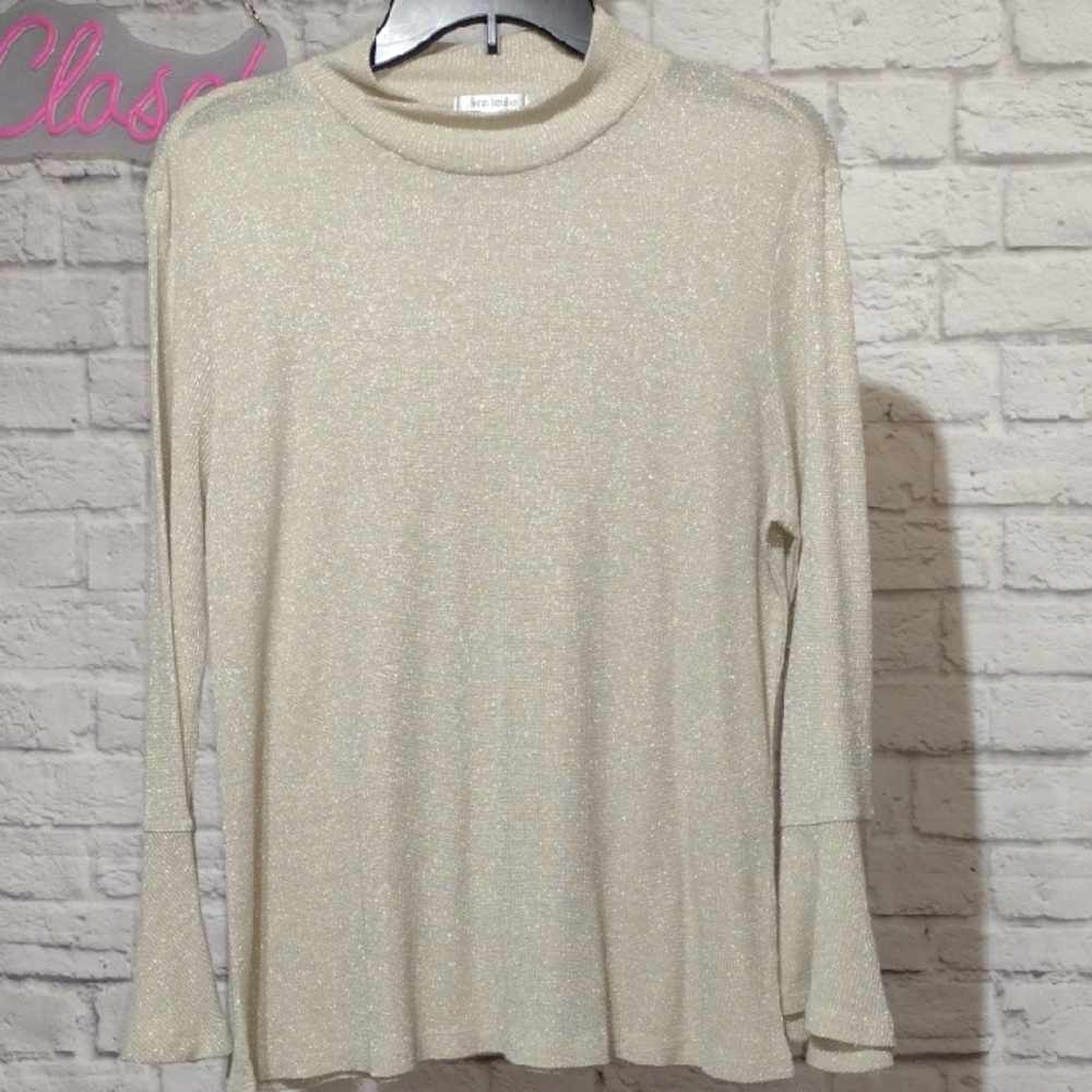 Erin London Sparkling Cream Long Sleeve Top